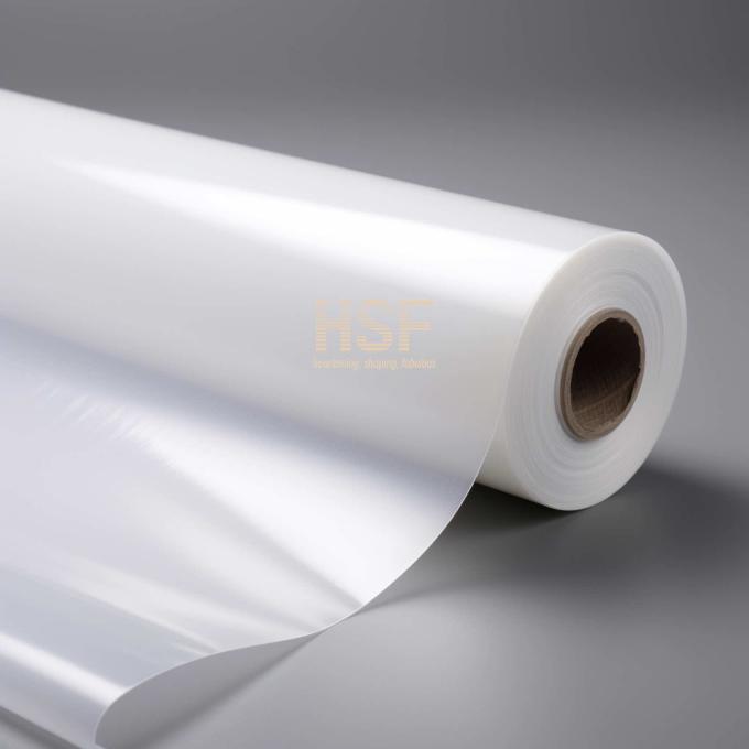 Close-up view of 35Î¼m opaque white LDPE film texture and opacity